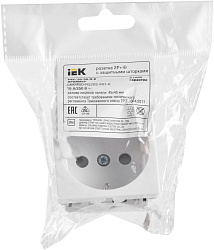 Розетка силов. IEK CKK-40D-RSZB2-K01-K одинар. скрыт. зазем. штор. IP20 белый (упак.:1шт)