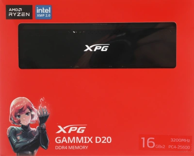 Память DDR4 2x16GB 3200MHz A-Data AX4U320016G16A-DCBK20 XPG Gammix D20 RTL Gaming PC4-25600 CL16 DIMM 288-pin 1.35В kit с радиатором Ret