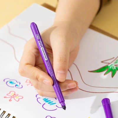 Фломастеры Deli EC161-12 Color Kids круг. конический пиш. наконечник Вентилируемый 12цв. пакет с европодвесом