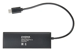 Разветвитель USB-C Digma HUB-4U2.0-UC-B 4порт. черный