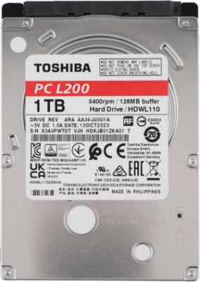 Жесткий диск Toshiba SATA-III 1Tb HDWL110UZSVA Notebook L200 Slim (5400rpm) 128Mb 2.5"