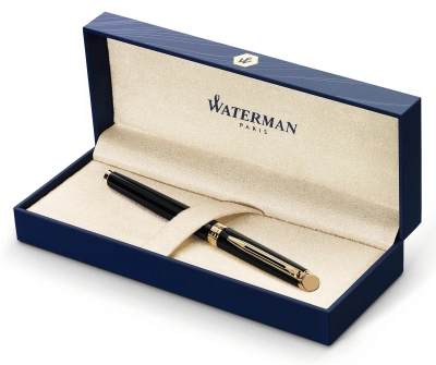 Ручка перьев. Waterman Hemisphere (CWS0920610) Mars Black GT F сталь нержавеющая подар.кор.