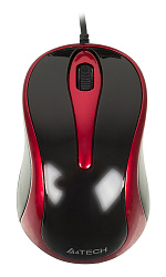 Мышь A4Tech V-Track Padless N-360 красный/черный оптическая 1200dpi USB 3but (N-360-2)
