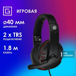 Наушники с микрофоном Оклик HS-L380G ABADDON черный/красный 1.8м мониторные оголовье (1100404)