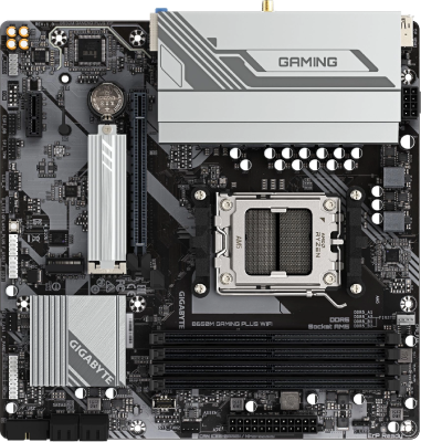 Материнская плата Gigabyte B650M GAMING PLUS WF SocketAM5 AMD B650 4xDDR5 mATX AC`97 8ch(7.1) 2.5Gg RAID+HDMI+DP