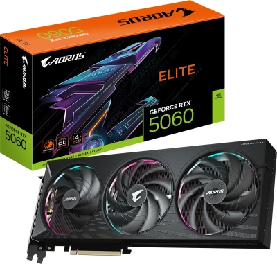 Видеокарта Gigabyte PCI-E 5.0 GV-N5060AORUS E-8GD 1.0 NVIDIA GeForce RTX 5060 8Gb 128bit GDDR7 2722/28000 HDMIx1 DPx3 HDCP Ret