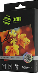 Фотобумага Cactus Prof CS-HGA626050 10x15/260г/м2/50л./белый глянцевое для струйной печати