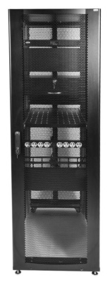 Шкаф серверный ЦМО (ШТК-СП-42.6.10-48АА-9005) напольный 42U 600x990мм пер.дв.перфор. задн.дв.перфор.2-хст. 2 бок.пан. направл.под закл.гайки 1350кг черный