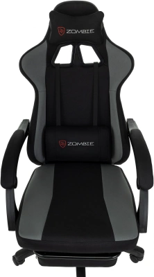 Кресло игровое Zombie Weaver черный/серый с подголов. крестов. пластик подст.для ног пластик черный