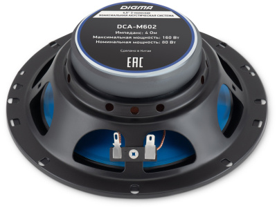Колонки автомобильные Digma DCA-M602 160Вт 90дБ 4Ом 16.5см (6 1/2дюйм) (ком.:2кол.) коаксиальные двухполосные