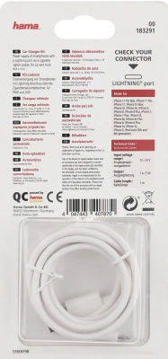 Автомобильное зар./устр. Hama H-183291 1A для Apple белый (00183291)