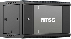 Шкаф коммутационный NTSS (NTSS-W6U6060GS-BL) настенный 6U 570x600мм пер.дв.стекл 60кг черный 500мм 18.8кг 220град. 370мм IP20 сталь