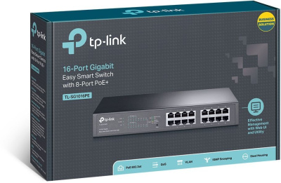 Коммутатор TP-Link TL-SG1016PE (L2) 16x1Гбит/с 8PoE+ 110W управляемый