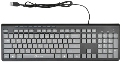 Клавиатура Оклик 480M черный/серый USB slim Multimedia (1067199)