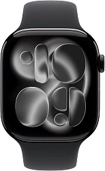 Смарт-часы Apple Watch Series 11 A3331 42мм OLED корп.черный Sport Band рем.черный разм.брасл.:S/M (MEQT4X/A)