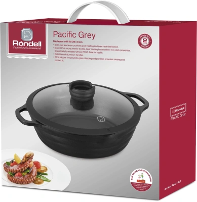Сотейник Rondell Pacific Grey RDA-1907 4.1л. d=28см (с крышкой) графитовый
