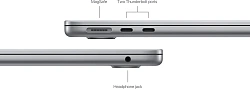 Ноутбук Apple MacBook Air A3113 M3 8 core 16Gb SSD256Gb/10 core GPU 13.6" Liquid Retina (2560x1664) macOS grey space WiFi BT Cam (Z1B6001SE)