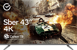 Телевизор LED Sber 43" SDX-43U4014 Салют ТВ Frameless серебристый 4K Ultra HD 60Hz DVB-T DVB-T2 DVB-C DVB-S DVB-S2 USB WiFi Smart TV