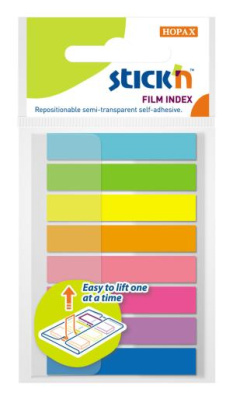 Закладки самокл. пластиковые Stick`n 26073 45x8мм 8цв.в упак. 20лист Z-сложения