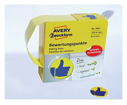 Этикетки Avery Zweckform 3861 250шт на листе диаметр 19мм/70г/м2/желтый самоклей. универсальная