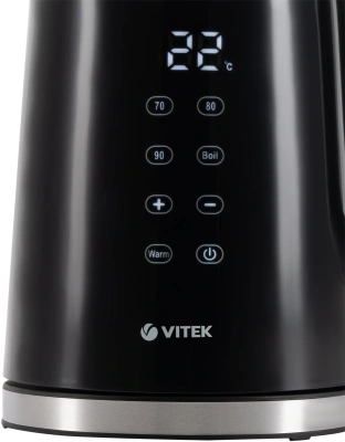 Чайник электрический Vitek VT-8827 1.7л. 2200Вт черный корпус: стекло/металл