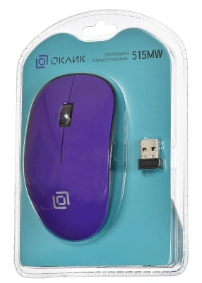 Мышь Оклик 515MW черный/пурпурный оптическая 1000dpi беспров. USB для ноутбука 3but (1083058)