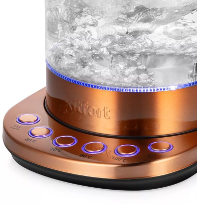 Чайник электрический Kitfort КТ-6657 1.5л. 2200Вт бронзовый/черный корпус: стекло/металл/пластик