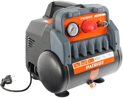 Компрессор поршневой Patriot WO 6-180 безмасляный 180л/мин 6л 1100Вт черный/оранжевый