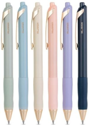 Набор ручек гелев. Deli Nusign (NS666-BK-P) ассорти черн. черн. кор.карт. (12шт) линия 0.5мм