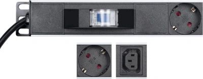 Блок распределения питания Rexant 04-0202-2 верт.размещ. 10xCEE7/4 10xC13 базовые 10A CEE7/7 2м