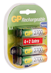 Аккумулятор GP 2700AAHC4/2 AA NiMH 2700mAh (6шт) блистер