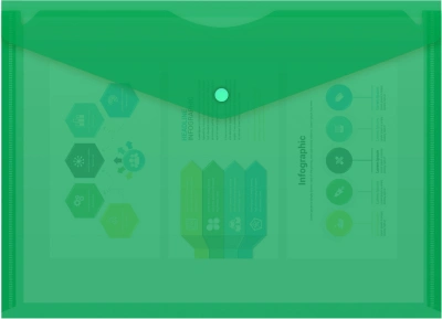 Конверт на кнопке Бюрократ -PK803AGRN A4 пластик 0.18мм зеленый