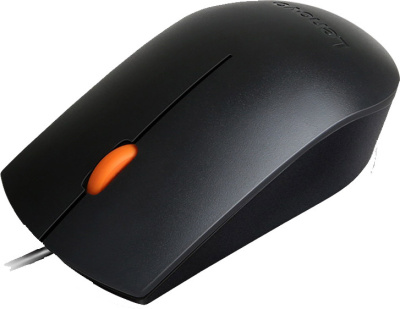 Мышь Lenovo 300 черный/оранжевый оптическая 1600dpi USB для ноутбука 2but (GX30M39704)