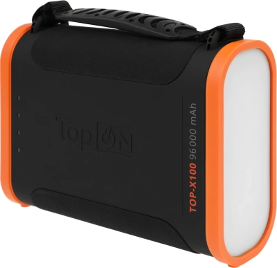 Электростанция портативная TopON TOP-X100 96000mAh 3A QC3.0 3xUSB черный/оранжевый (чехол в комплекте) (102705)