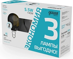 Лампа светодиодная Gauss Basic 1051126T 5.5Вт цок.:E14 шар 220B св.свеч.бел.нейт. (упак.:3шт)