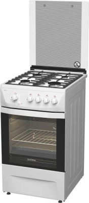 Плита Газовая Darina 1D1 GM 241 008 W белый/черный (стеклянная крышка) реш.чугун