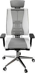 Кресло руководителя эргономичное Метта Yoga 4DF B2-14D - YM93+Infinity светло-серый/белый сиденье светло-серый/белый экокожа/сетка с подголов. крестов.5-луч. металл хром