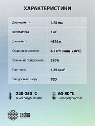 Пластик для принтера 3D Cactus CS-3D-PETG-1KG-T-PURPLE PETG d1.75мм 1кг L316м 1цв.