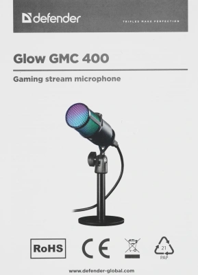 Микрофон проводной Defender Glow GMC 400 1.3м черный