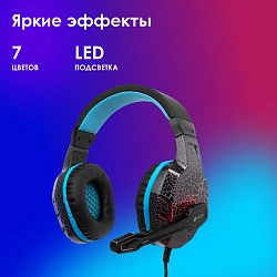 Наушники с микрофоном Оклик HS-L400G ZEUS черный/синий 2.2м мониторные оголовье (359480)