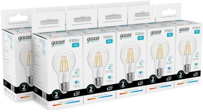 Лампа филам. Gauss Filament 11Вт цок.:E27 груша 220B св.свеч.бел.нейт. (упак.:10шт) (22221)