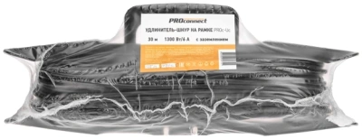 Удлинитель силовой PROconnect PROc-Uc (13-4915) 3x0.75кв.мм 1розет. 30м ПВС 6A пласт.рамка черный