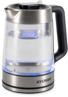 Чайник электрический Hyundai HYK-G5607 1.9л. 2200Вт черный/серебристый корпус: стекло