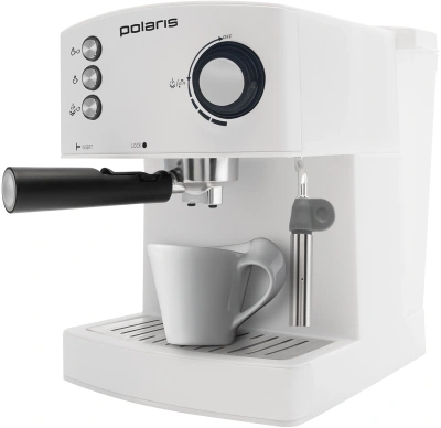 Кофеварка рожковая Polaris PCM 1527E Adore Crema 850Вт белый/черный