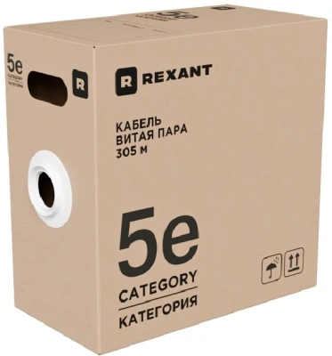Кабель информационный Rexant 01-0143-R кат.5E F/UTP 4 пары 24AWG PVC внутренний 305м серый