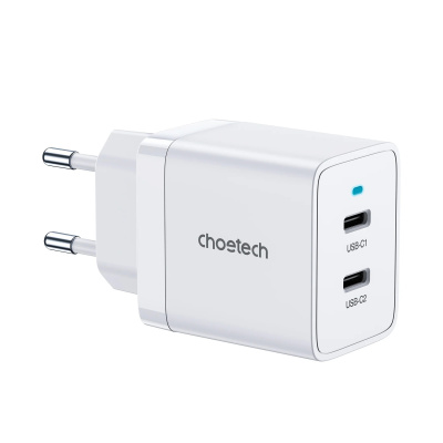 Сетевое зар./устр. Choetech Q5006-EU 40W 3A (PD) 2xUSB type-C универсальное белый (Q5006-EU-WH)