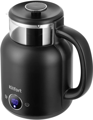Чайник электрический Kitfort КТ-6725 1.5л. 1200Вт черный корпус: пластик/стекло