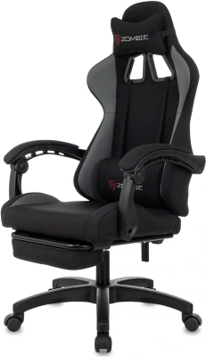 Кресло игровое Zombie Shadow черный/серый с подголов. крестов. пластик подст.для ног пластик черный