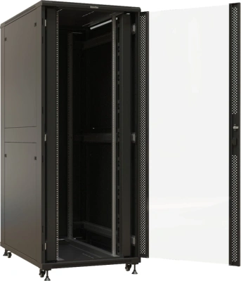 Шкаф серверный Hyperline (TTBR-4281-AS-RAL9004) напольный 42U 800x1000мм пер.дв.стекл задн.дв.спл.стал.лист 4 бок.пан. 1000кг черный 910мм 140.8кг 2055мм IP20 сталь