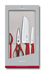 Набор ножей кухон. Victorinox Swiss Classic 6.7131.4G компл.:4предм. красный подар.коробка
